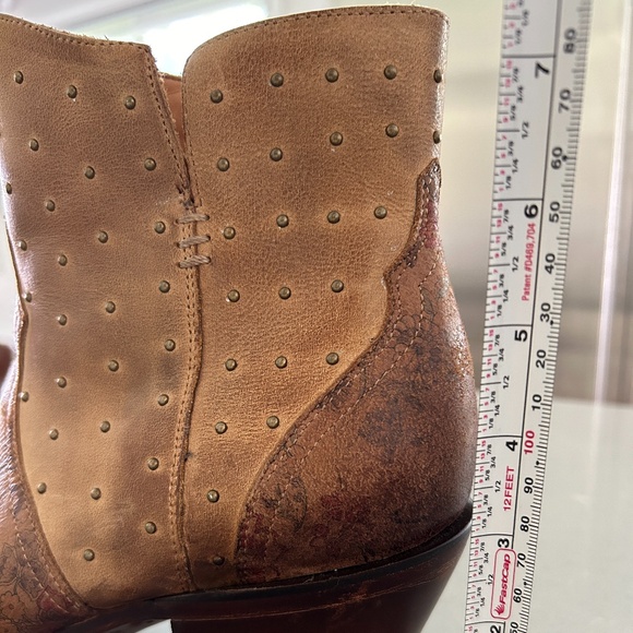 Lucchese Cowboy Boot / Bootie - Tan Floral Western Cowgirl - Picture 4 of 9